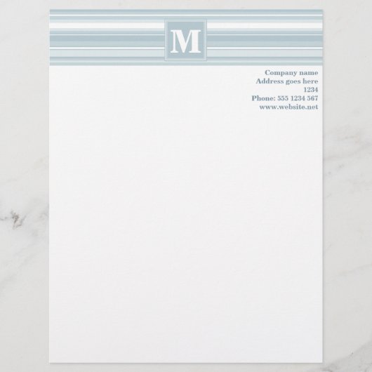 Modèle D'en-tête De Lettre Bandes bleu glace monogramme (Devant)