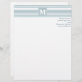 Modèle D'en-tête De Lettre Bandes bleu glace monogramme (Devant / Derrière)