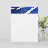 Modèle D'en-tête De Lettre Brosses bleues Indigo Abstraites (Debout devant)