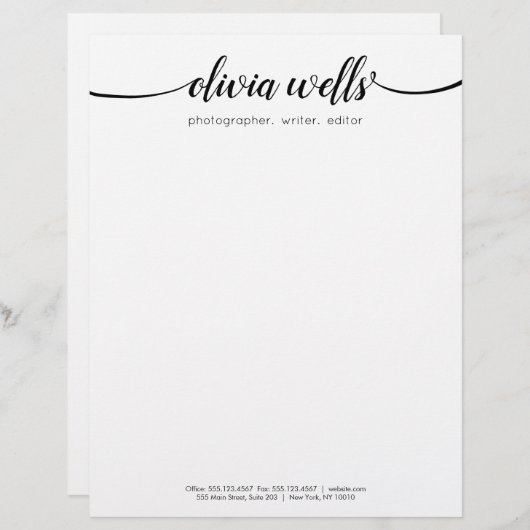 Modèle D'en-tête De Lettre Calligraphie manuscrite Typographie de script (Devant / Derrière)