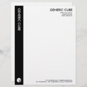 Modèle D'en-tête De Lettre Cube générique - Noir (Devant / Derrière)