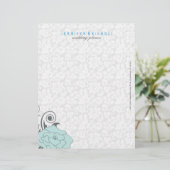Modèle D'en-tête De Lettre Design Floral Blanc Et Gris Bleu (Debout devant)