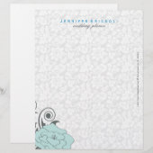Modèle D'en-tête De Lettre Design Floral Blanc Et Gris Bleu (Devant / Derrière)