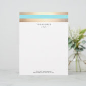 Modèle D'en-tête De Lettre Élégant FAUX rayé Or Turquoise bleu (Debout devant)