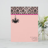 Modèle D'en-tête De Lettre Fashion Diva 2 rose Framboise Monogramme Damas (Debout devant)