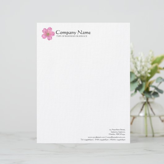 Modèle D'en-tête De Lettre Fleur - Géranium rose (Debout devant)