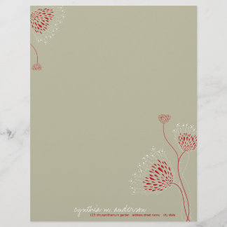 Modèle D'en-tête De Lettre Fleurs de Chrysanthème Rouge Élégant Chic Floral