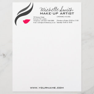 Modèle D'en-tête De Lettre Icône maquillage Femme visage en noir blanc lèvres