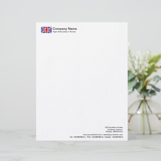 Modèle D'en-tête De Lettre Indicateurs - Royaume-Uni (Debout devant)