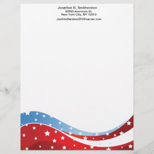 Modèle D'en-tête De Lettre Le fond bleu patriotique centré