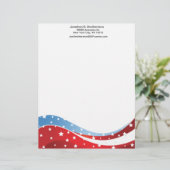 Modèle D'en-tête De Lettre Le fond bleu patriotique centré (Debout devant)