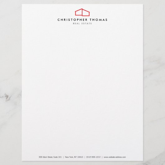 Modèle D'en-tête De Lettre Logo d'habitation moderne Immobilier, Realtor Roug (Devant)