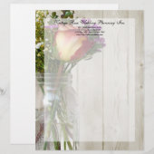 Modèle D'en-tête De Lettre Mason Jar avec Rose et Fleur sauvage (Devant / Derrière)