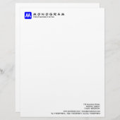 Modèle D'en-tête De Lettre Monogramme Carré arrondi - Bleu (Devant / Derrière)