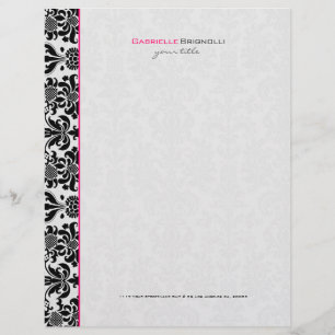 Modèle D'en-tête De Lettre Noir et blanc Vintage Damas florales