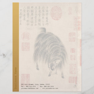 Modèle D'en-tête De Lettre Peinture chinoise Chèvre bélière Année lunaire Zod