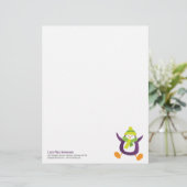 Modèle D'en-tête De Lettre Pingouin pourpre lunatique mignon Personalizable (Debout devant)
