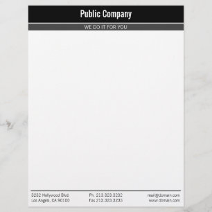 Modèle D'en-tête De Lettre Professionnel élégant moderne noir simple