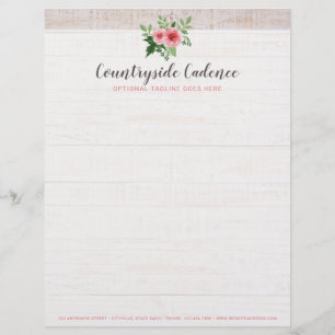 Modèle D'en-tête De Lettre Roses roses chic et rustiques à l'araignée rustiqu