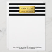 Modèle D'en-tête De Lettre SALON DE COIFFURE - rayures chiques de blanc de (Devant / Derrière)
