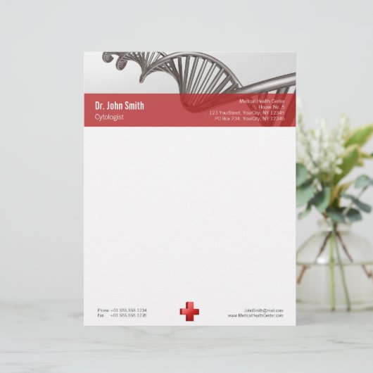 Modèle D'en-tête De Lettre Symbole 3D Médicale professionnel ADN croisé (Debout devant)