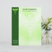 Modèle D'en-tête De Lettre Symbole de médecine alternative Caduceus vert Form (Debout devant)