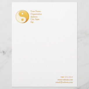 Modèle D'en-tête De Lettre Symbole taoïsme 8,5 po x 11 po