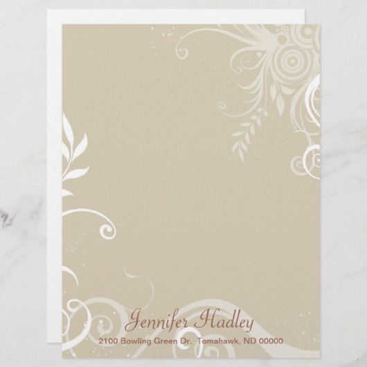 Modèle D'en-tête De Lettre Tan élégant et papeterie faite sur commande (Devant / Derrière)