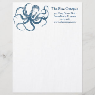 Modèle D'en-tête De Lettre Tête de lettre bleue d'octopus