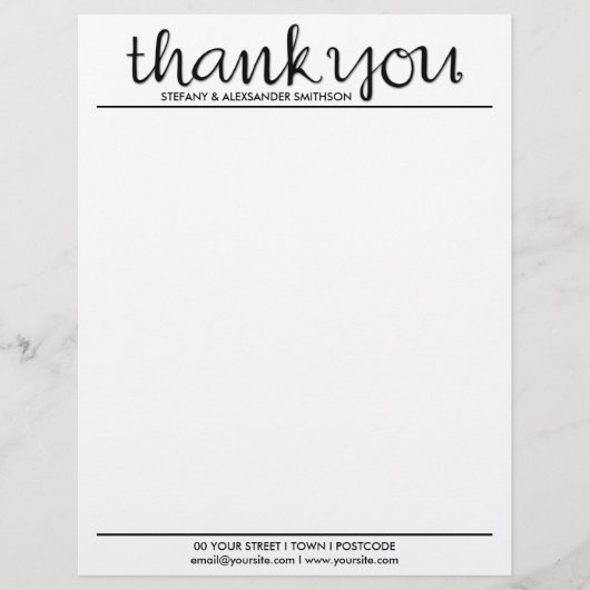 Modèle D'en-tête De Lettre Tête de Merci noire (Devant)