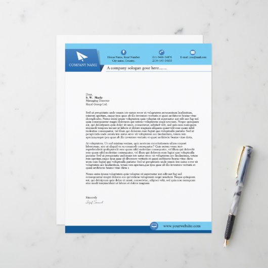 Modèle d'entête de lettre d'affaires (Devant/Arrière en situation)