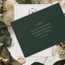 Modèle d'enveloppe de mariage vert chasseur de lux