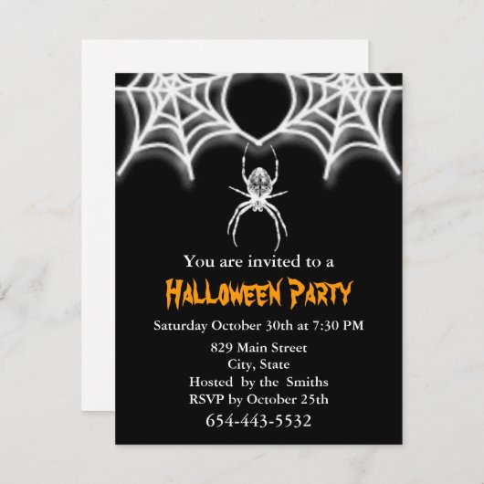 Modèle déplaisant Spider & Web Invitation Card (Devant / Derrière)