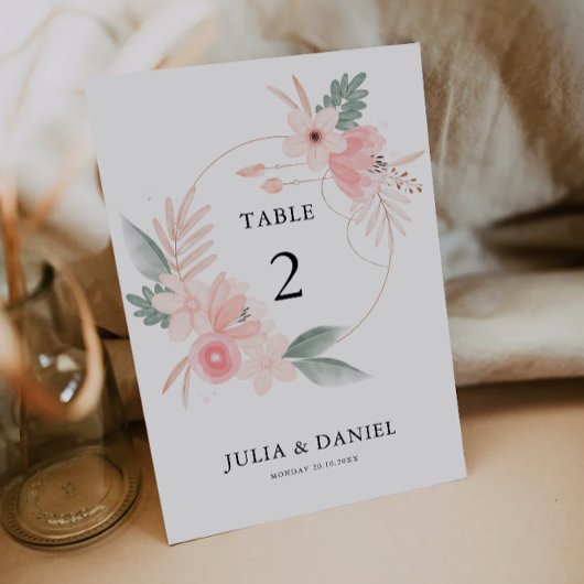 Modèle des cartes de table Mariage fleur sauvage