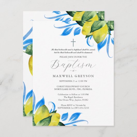 Modèle des invitations au baptême du litron (Devant / Derrière)