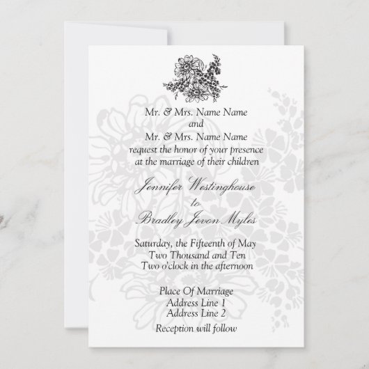 Modèle des invitations de mariage (Devant)