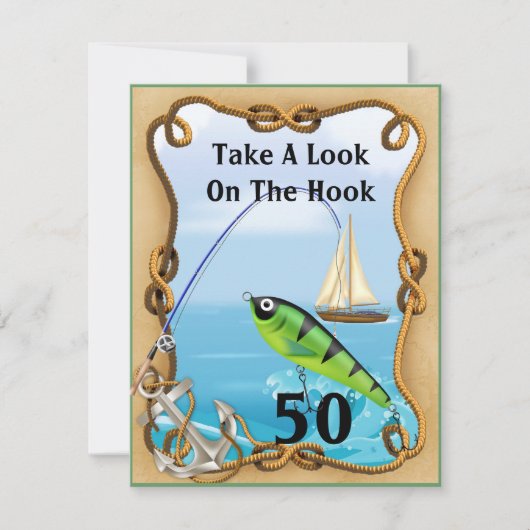 MODÈLE des invitations de pêche de 50e Mens (Devant)
