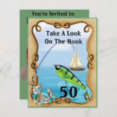 MODÈLE des invitations de pêche de 50e Mens (Devant / Derrière)