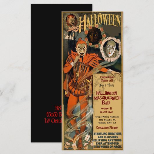 Modèle des invitations masquées d'Halloween (Devant / Derrière)