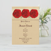 modèle des invitations - Roses rouges personnalisa (Debout devant)