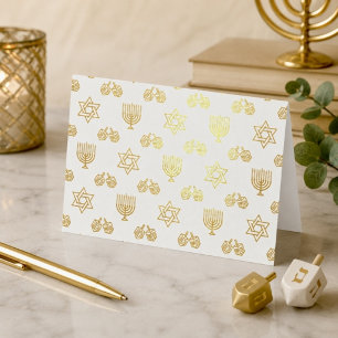 Modèle d'icônes Hanukkah en feuille d'or pour les 