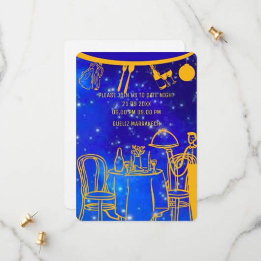 Modèle d'invitation à dîner d'anniversaire numériq (Devant/Arrière en situation)
