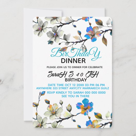 Modèle d'invitation à un dîner d'anniversaire numé (Devant)