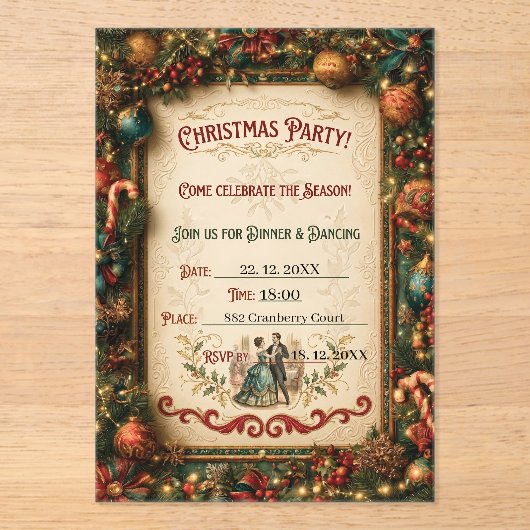 Modèle d'invitation à une fête de Noël vintage  (Recto)