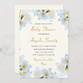 Modèle d'invitation Baby shower de cadre Lys blanc (Devant / Derrière)