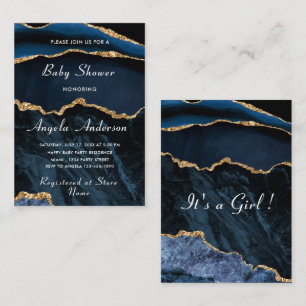 Modèle d'invitation Blue Gold Baby Girl Shower