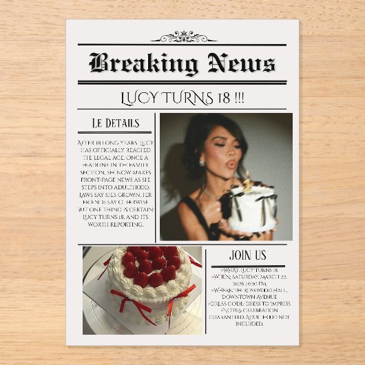 Modèle d'invitation d'anniversaire de journal édit (Recto)