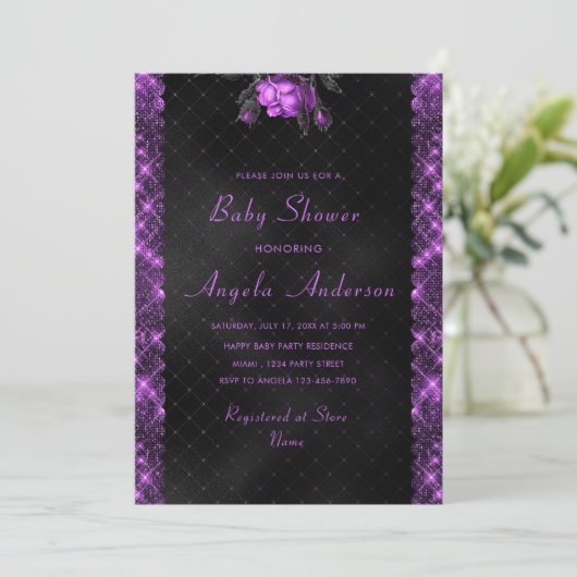 Modèle d'invitation de Baby shower de code QR pers (Debout devant)