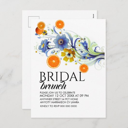 Modèle d'invitation de brunch de mariage Citrus, O (Devant / Derrière)