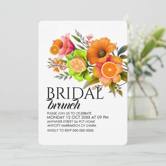 Modèle d'invitation de brunch de mariage Citrus, O (Debout devant)